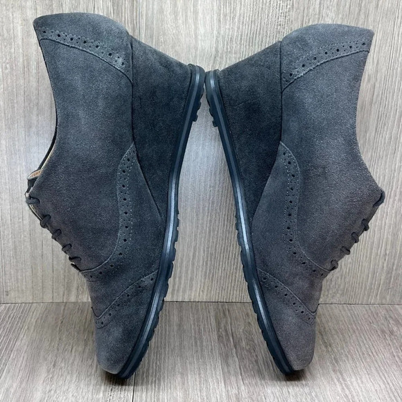 Ellen Tracy Booties Womens Sz 9.5M Active Tobin Wingtip Wedge Lace Up Suede Gray - Picture 8 of 12